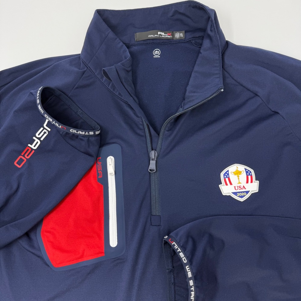 RLX Ralph Lauren Mens Ryder Cup 2020 USA Quarter Zip Pullover Navy XXL